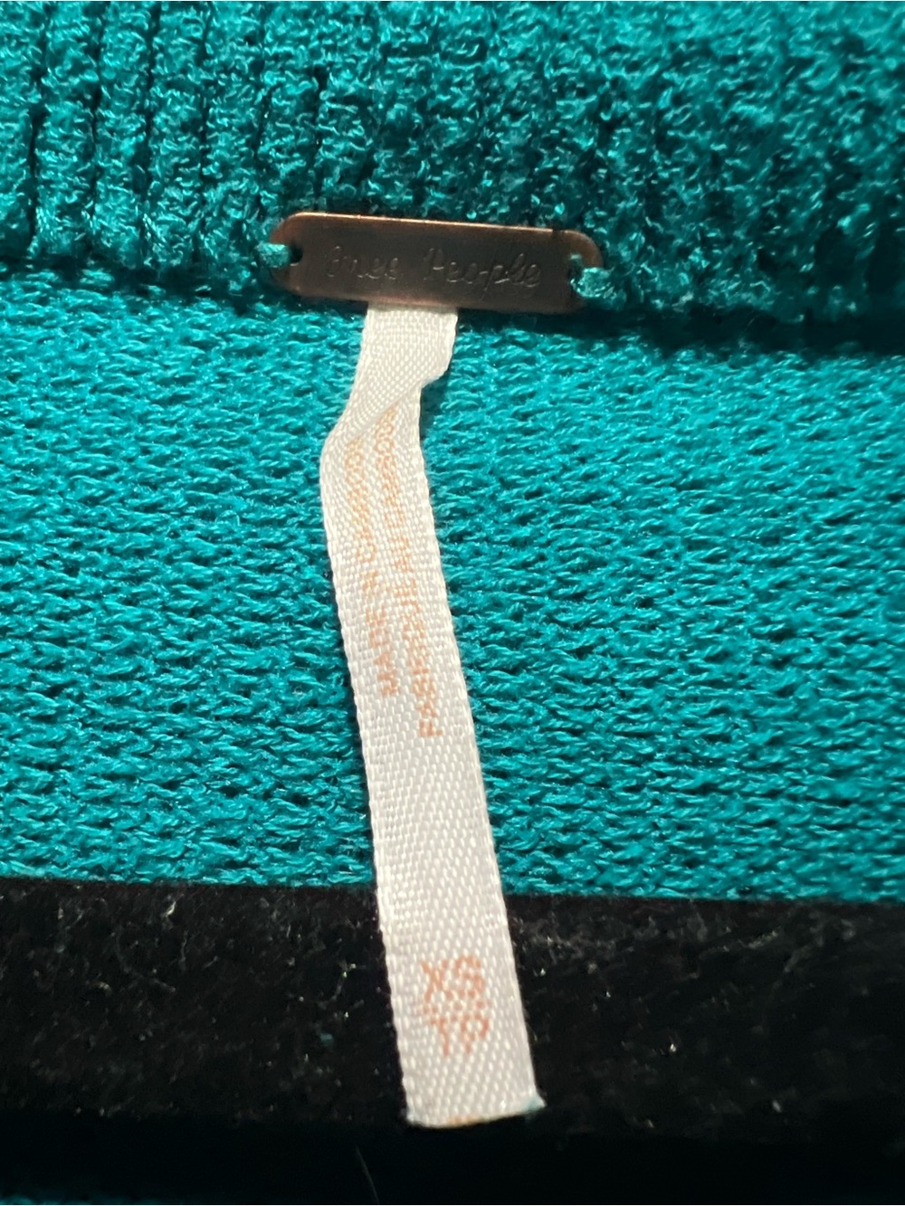 Free People Ottoman Slouchy Tunic Ribbed Sweater Teal Turquoise XS Oversized - Picture 6 of 8